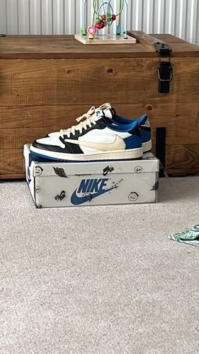 Air Jordan 1 Retro Low x Fragment Design x Travis Scott x ‘Sail Black Military Blue’ photo review