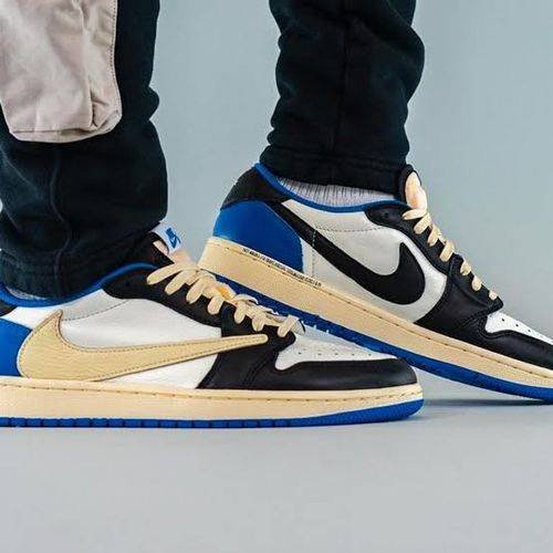 Air Jordan 1 Retro Low x Fragment Design x Travis Scott x ‘Sail Black Military Blue’ photo review