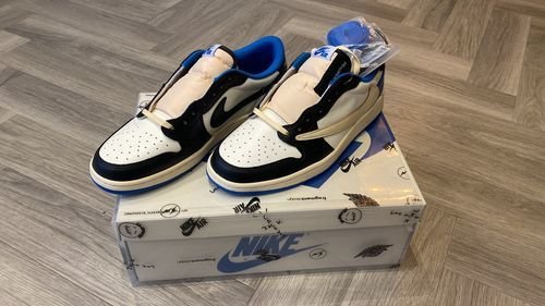 Air Jordan 1 Retro Low x Fragment Design x Travis Scott x ‘Sail Black Military Blue’ photo review