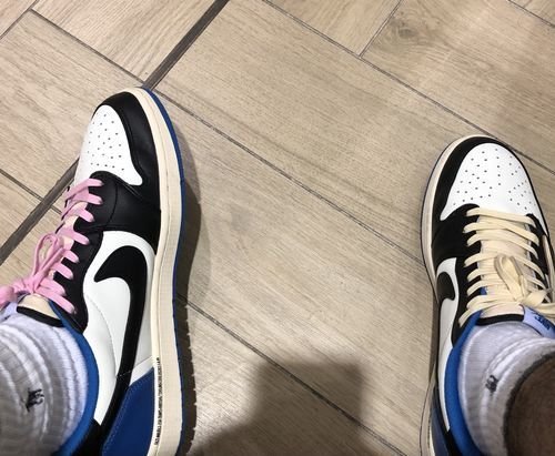 Air Jordan 1 Retro Low x Fragment Design x Travis Scott x ‘Sail Black Military Blue’ photo review